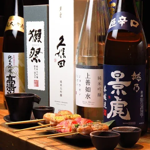 日本酒と野菜巻き串